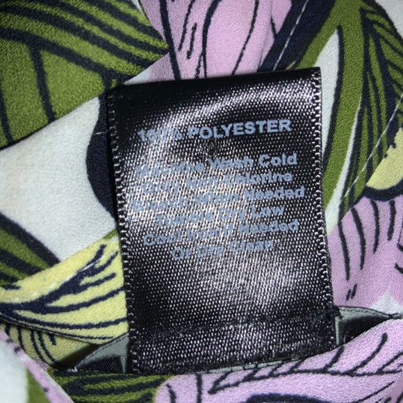 Ann Taylor button front blouse Sz XSP floral button cuff chest pockets - Picture 9 of 9